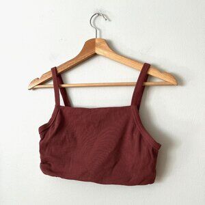 Aerie Extensible Ribbed Sports Bra Medium Support Dark Pink Women's Size Medium